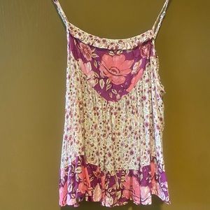 Gently used Spell and the Gypsy Collective ruffle and floral top pink medium
